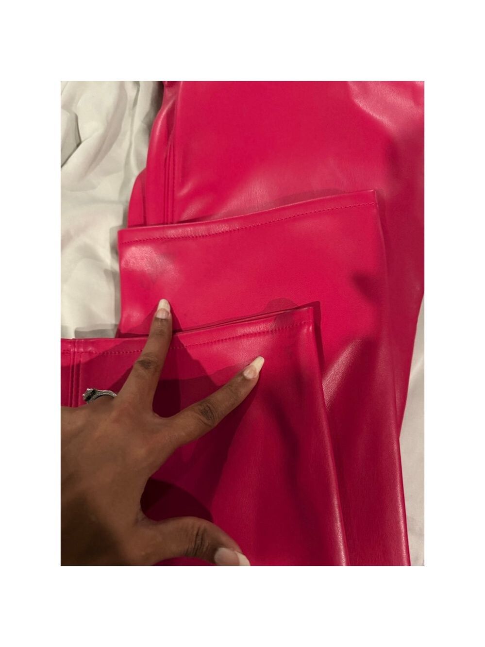 Women's GOOD AMERICAN Straight Leg Faux Leather Pants Size 6 Pink - Picture 10 of 11